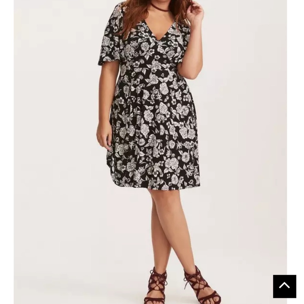 Torrid Black and White Floral Mini Dress